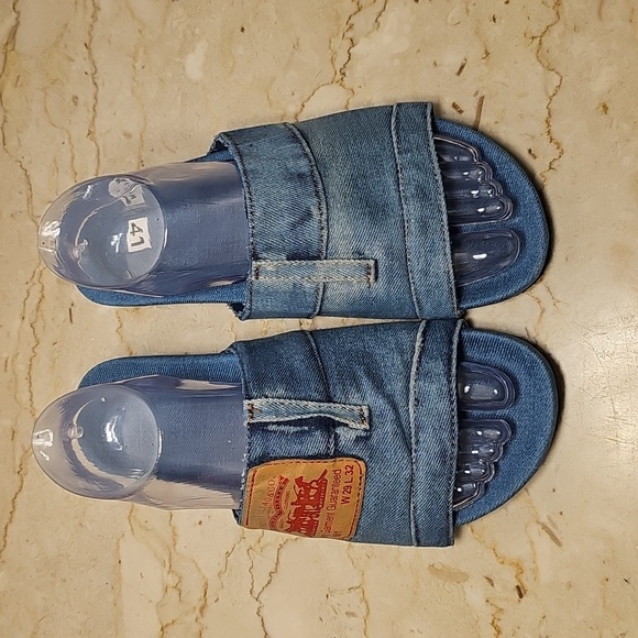 NWT Jinrui Fuliao Blue Jean Denim Slip-on Sandals Slides Unisex 8.5-9W | 6.5-7W - Picture 3 of 6